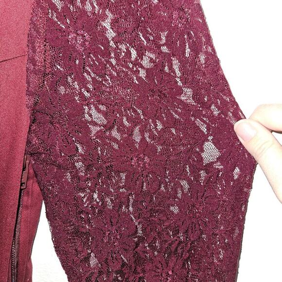 Hearts & Roses Retro 50’s Pinup Lace Sweetheart Dress Size 6 Small Burgundy - Picture 5 of 8